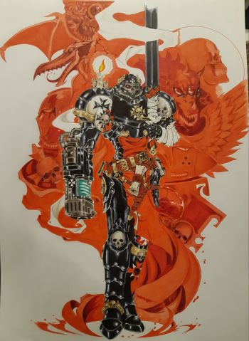 Image of Warhammer 40k x Metroid Prime Samus A3 Artwork