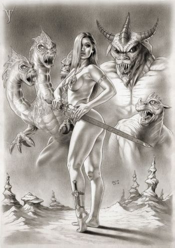 Image of The Beauty & The Beasts - Original Fantasy Pin Up Art