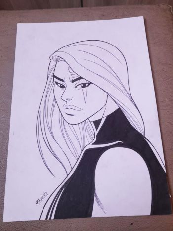 Image of Psylocke Black and White Art by Marcio Fiorito