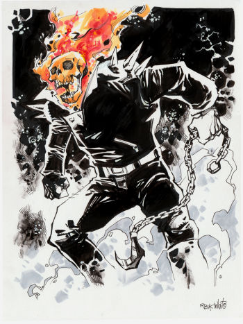 Image of Ghost Rider Original Art 9x12 in 