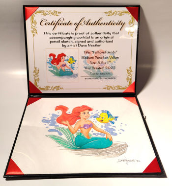 Image of "Fathom friends", original colored pencil sketch from Disney artist Dave Nestler 