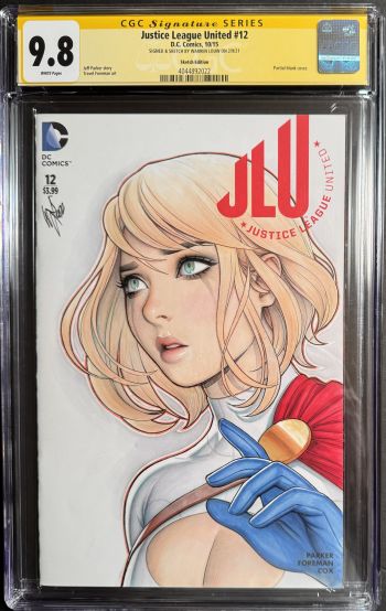 Image of Powergirl Sketch Cover ** original art ** CGC 9.8 Signed by Warren Louw