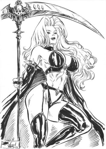 Image of Lady Death ink by Rafael Paiva
