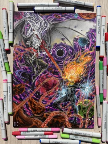 Image of Knull vs Cosmic Ghost Rider 11"x17" - by JAK