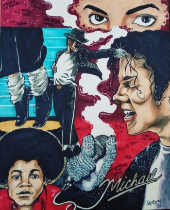Image of Michael Jackson Hand Drawn Art Signed by Saverizm