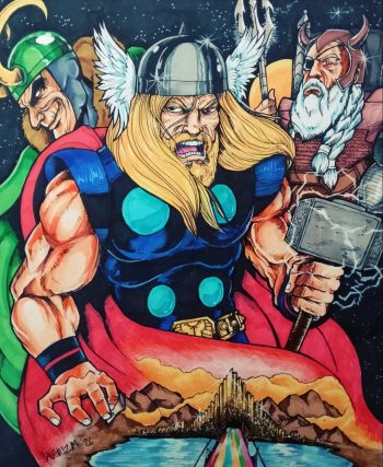Image of Thor of Asgard 14×17 Original Art
