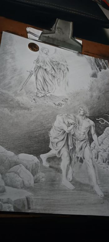 Image of Adam and Eve Pencil Illustration
