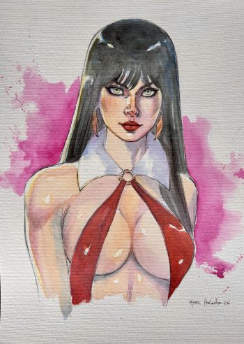 Image of Vampirella Watercolor Art 9x12