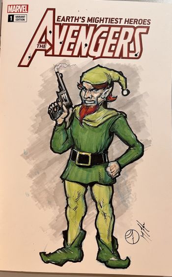 Image of Elf with a Gun  on Avengers Sketch Cover