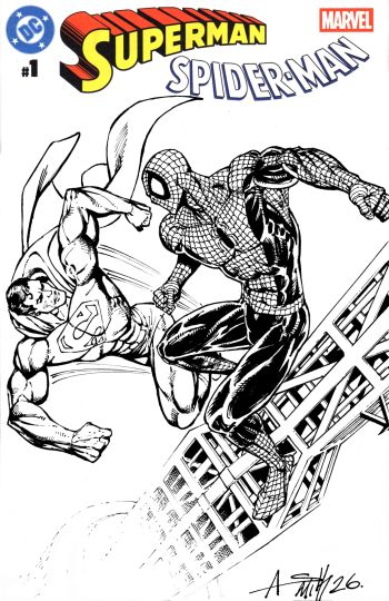 Image of Superman vs. Spider-Man Homage cover Inked Illustration