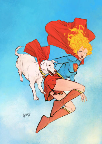 Image of Supergirl & Krypto Original B4-size Art Print
