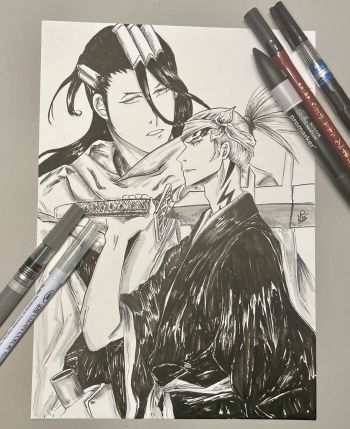Image of Byakuya Kuchiki & Renji Abarai Illustration