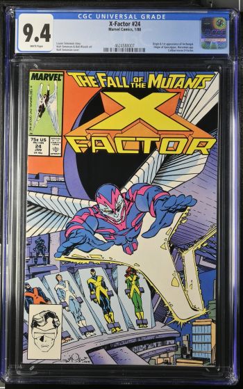 Image of X-Factor #24 | CGC 9.4 | Universalspine stress lines cover breaks colorOrigin & 1st appearance of Archangel.Origin of Apocalypse. Horsemen app.Caliban leaves X-Factor.Louise Simonson storyWalt Simonson & Bob Wiacek artWalt Simonson cover