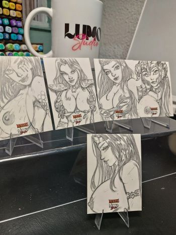 Image of Set-5 Sketchcards Warriors 1° By Oz Sketchcard Set