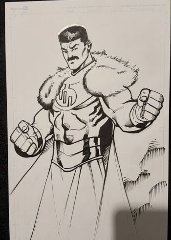 Image of Black and White Superhero Illustration