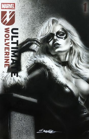Image of Black cat - charcoal pencils by Manu Silva 