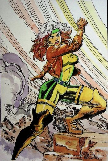 Image of Rogue Marvel Comics Larry Santiago SIGNED Hand Painted Pinup