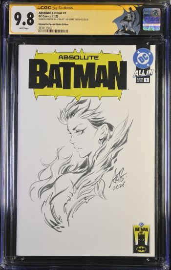 Image of Absolute Batman #1 CGC 9.8 Signed & Sketched by Stanley "Artgerm" Lau