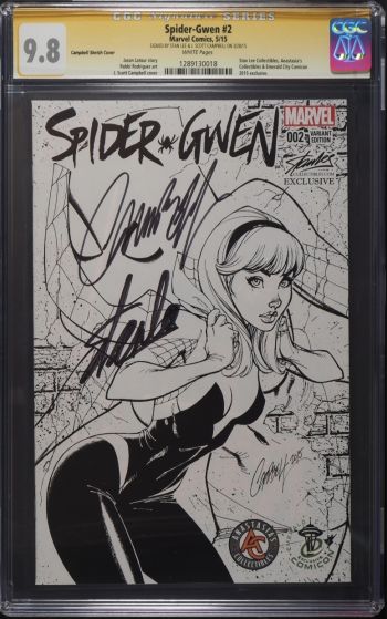 Image of Spider-Gwen #2 CGC 9.8 Campbell Sketch Cover Signed by J. Scott Campbell