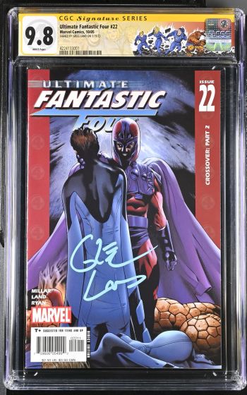 Image of Ultimate Fantastic Four #22 | CGC 9.8 | Signature SeriesSIGNED BY GREG LAND ON 5/19/23Origin & 1st appearance ofthe Marvel Zombies.Mark Millar storyGreg Land & Matt Ryan cover & art