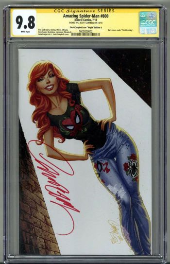 Image of AMAZING SPIDER-MAN #800 CGC 9.8 SS SIGNED J SCOTT CAMPBELL VIRGIN VARIANT B RARE