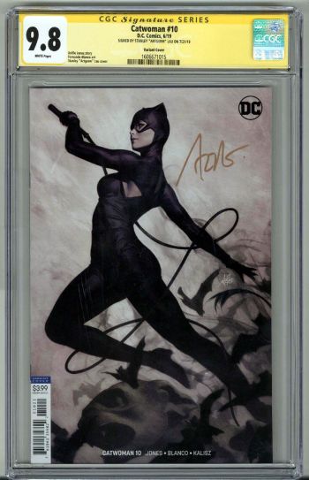 Image of CATWOMAN #10 CGC 9.8 SS SIGNED STANLEY ARTGERM LAU VARIANT COVER EDITION RARE