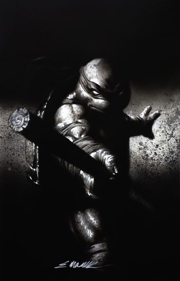 Image of TMNT turned in a virgin sketch cover - Donatello charcoal pencils And indian inks on AirBrush by Manu Silva 