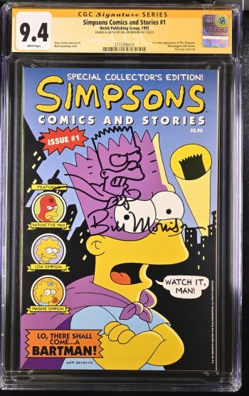 Image of Simpsons Comics and Stories #1 CGC 9.4 Signed & Sketched by Bill Morrison