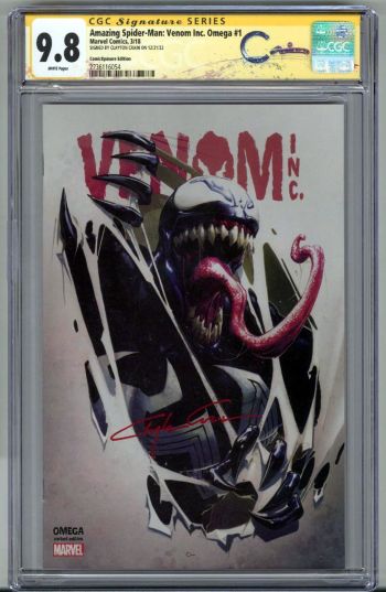 Image of AMAZING SPIDER MAN: VENOM INC OMEGA #1 CGC 9.8 SS SIGNED CLAYTON CRAIN VARIANT