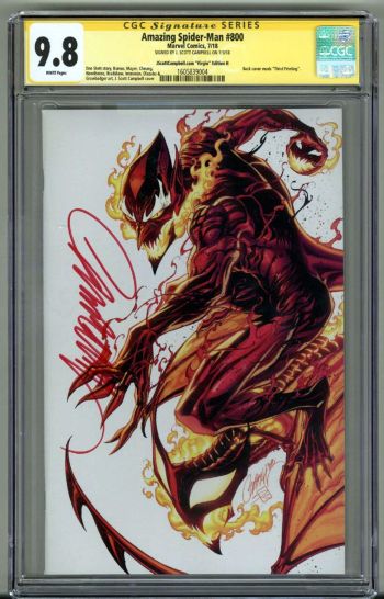 Image of AMAZING SPIDER-MAN #800 CGC 9.8 SS SIGNED J SCOTT CAMPBELL VIRGIN VARIANT H RARE