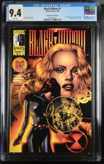 Image of Black Widow #1 | Dynamic Forces Edition | CGC 9.4 | Universalsmall crease right center of front cover1st full appearance of Yelena Belova.Matt Murdock appearance.Devin Grayson storyJ.G. Jones cover & art
