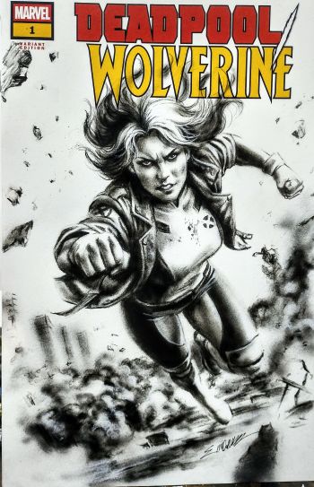 Image of X-Men - rogue charcoal pencils And AirBrush by Manu Silva 