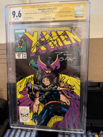 Image of Uncanny X-Men #257 CGC 9.6 Signed by Chris Claremont, Joe Rubinstein, Jim Lee & Tom DeFalco