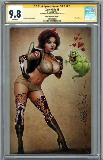 Image of ZIRTY GIRLZ #3 CGC 9.8 SS SIGNED SKETCH NATHAN SZERDY GHOST BUSTED VIRGIN POP 2