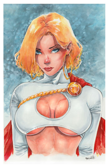 Image of Power Girl  11x17 watercolor 