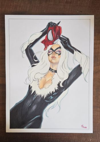 Image of BLACK CAT – Original Art Pin-Up A4 (Copic Markers)