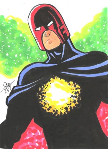 Image of Farris Knight Starman sketch card by Cal Slayton