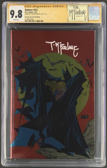 Image of BATMAN #423 CGC 9.8 SS SIGNED TODD McFARLANE FAN EXPO VIRGIN FOIL COVER LOW POP
