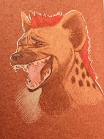 Image of Original Hyena Pastel Sketch on Brown Paper