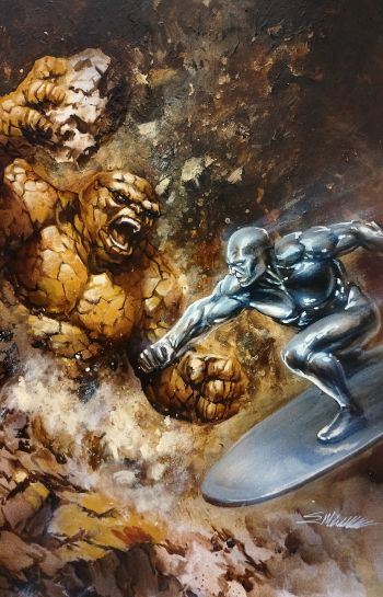 Image of The thing vs silver Surfer acrylics 