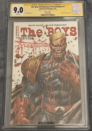 Image of THE BOYS #7 TYLER KIRKHAM WHATNOT BATTLE DAMAGED HOMELANDER CGC 9.0 SS SIGNED