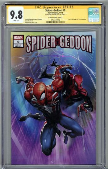 Image of SPIDER-GEDDON #0 CGC 9.8 SS SIGNED CLAYTON CRAIN NYCC VARIANT EDITION A RARE