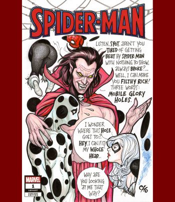 Image of Spider-Man #1 Sketch Cover, featuring Mephisto, Spot and Black Cat by Frank Cho