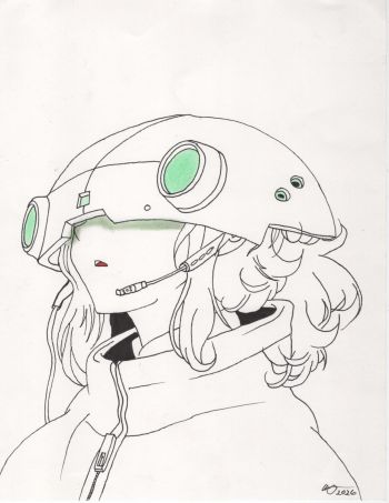 Image of Female Drone Pilot in Dystopian World