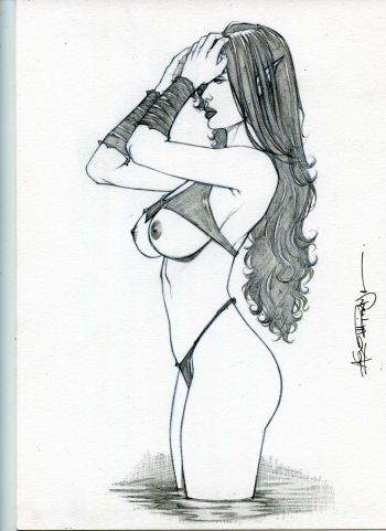 Image of 8,5x11" GINA ELF GIRL SK#3818 ORIGINAL PINUP GIRL by ALEX MIRANDA