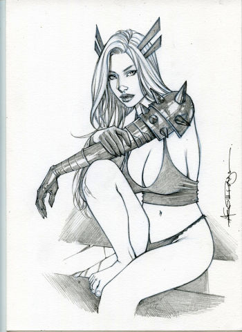 Image of 8,5x11" MAGIK X-MEN SK#3814 ORIGINAL PINUP GIRL by ALEX MIRANDA