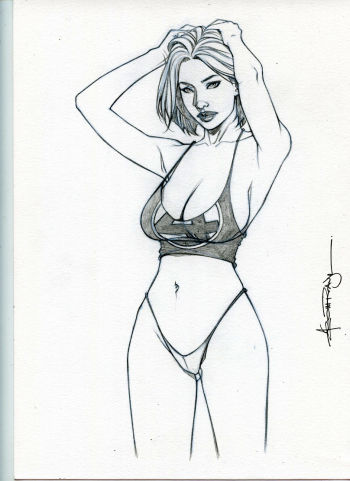 Image of 8,5x11" SUE STORM SK#3820 ORIGINAL PINUP GIRL by ALEX MIRANDA