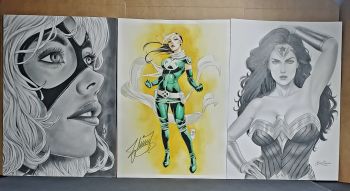 Image of Rogue by Flinn, Black Cat by Elberty, Wonder Woman by Eric