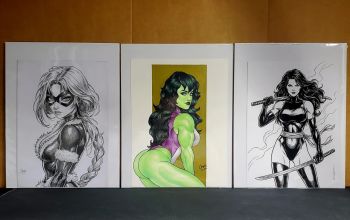 Image of Black Cat by Denise, She-Hulk by Eric, Psylocke by Amanda