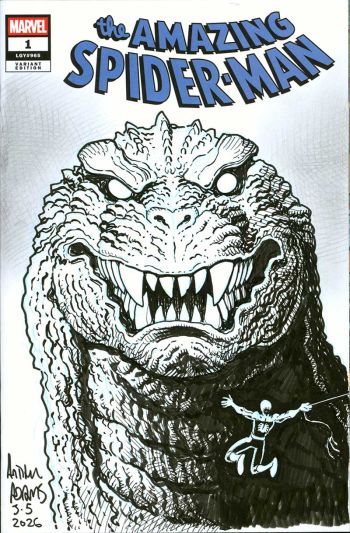 Image of Godzilla and Spider-Man Sketch Cover by Arthur Adams